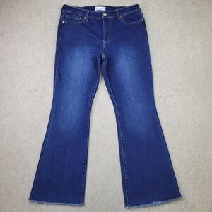 Dear John Rosa Flare Jeans Womens 31 Blue Dark‎ Wash Stretch Raw Hem 33x30 NEW
